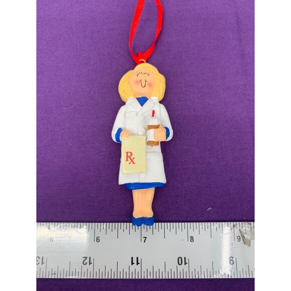 2016 Ornament Central Female Pharmacist Blonde Girl Woman Christmas Tree Hanger - Picture 3 of 8